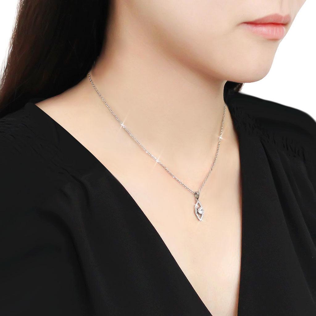 Mirror-Finish Stainless Steel Lab Grown Diamond Pendant - The Luxe Collection Charm