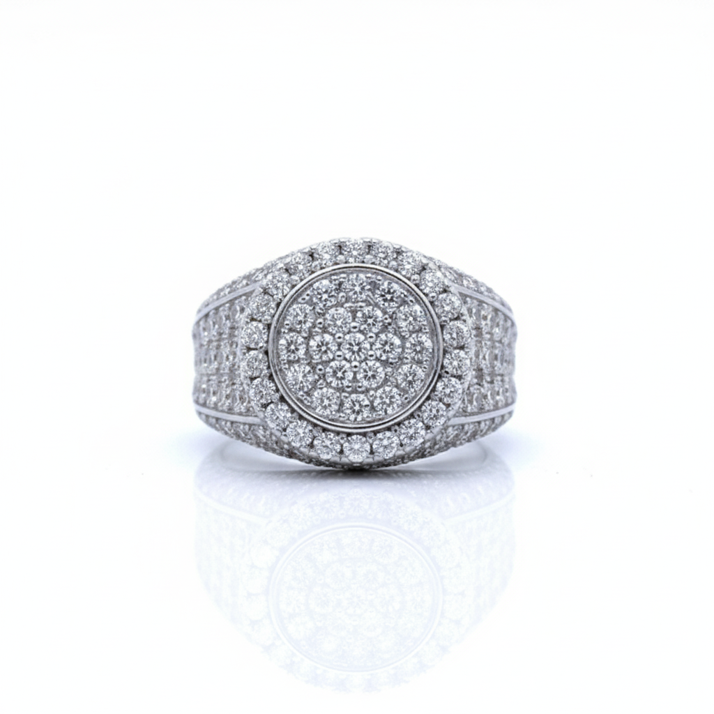 The KAEL 'Ice Peak' Ring - Full Pavé Lab Diamonds in Platinum-Finish Silver