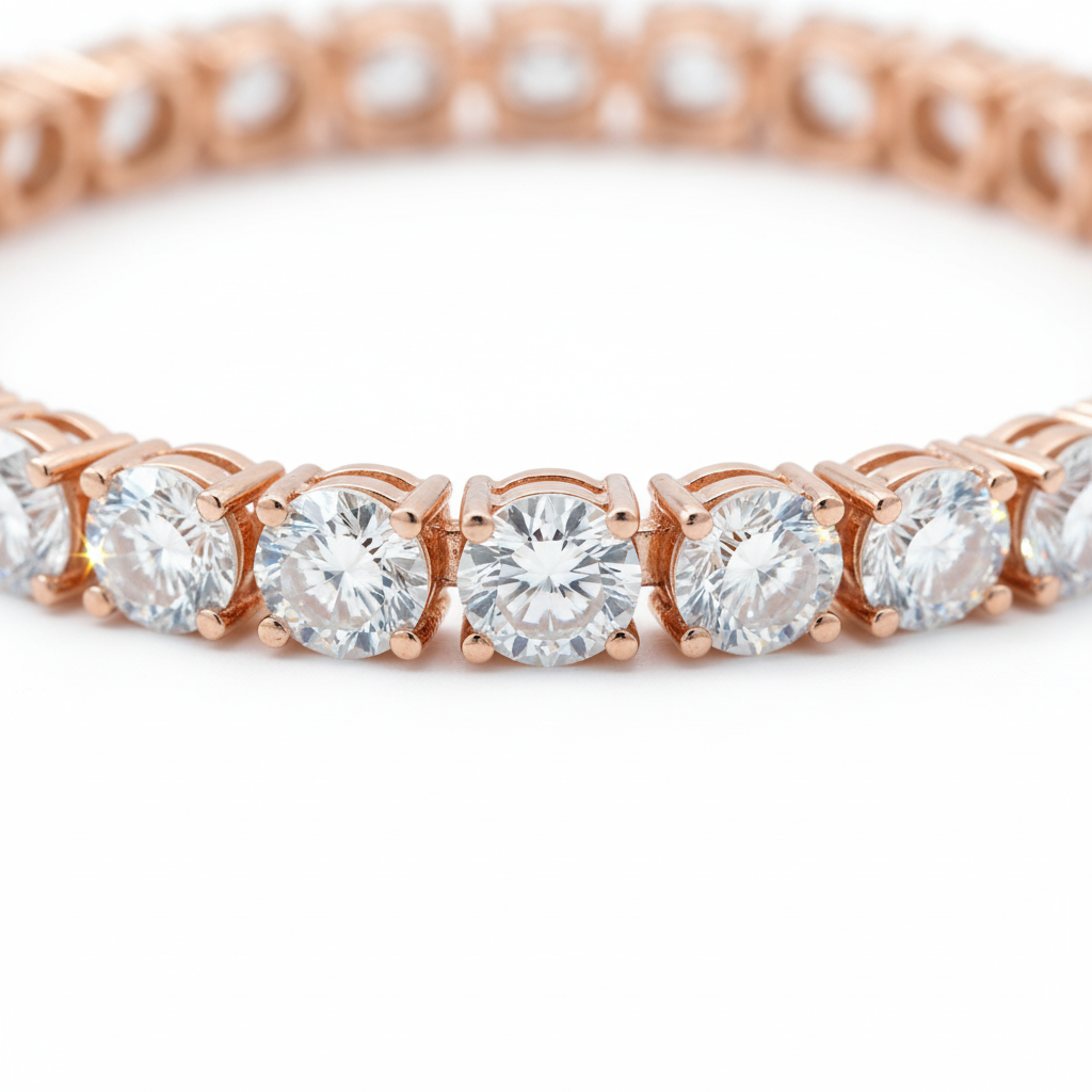 The RADIOSUS Éternité Bracelet - 3MM Brilliant-Cut Lab Diamonds in Platinum-Finish Rose Gold