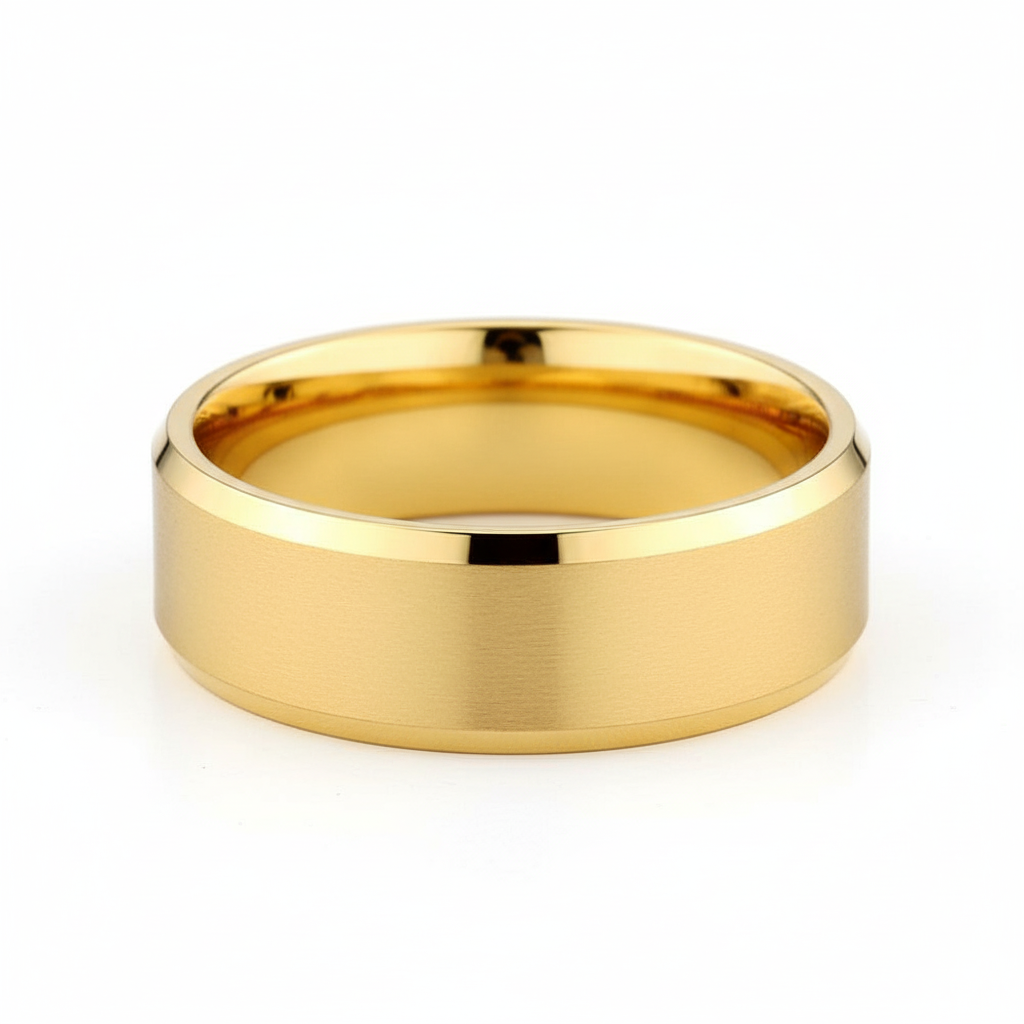 The RICERCATO Exquisite Band - Solid 18K Yellow Gold Inlay in Mirror-Finish Tungsten