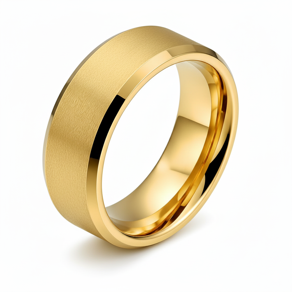 The RICERCATO Exquisite Band - Solid 18K Yellow Gold Inlay in Mirror-Finish Tungsten
