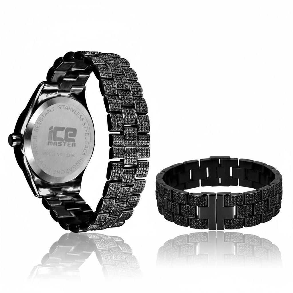 The PANTHEON Ice Master Timepiece - Full Pavé with Midnight Black Lab Diamonds