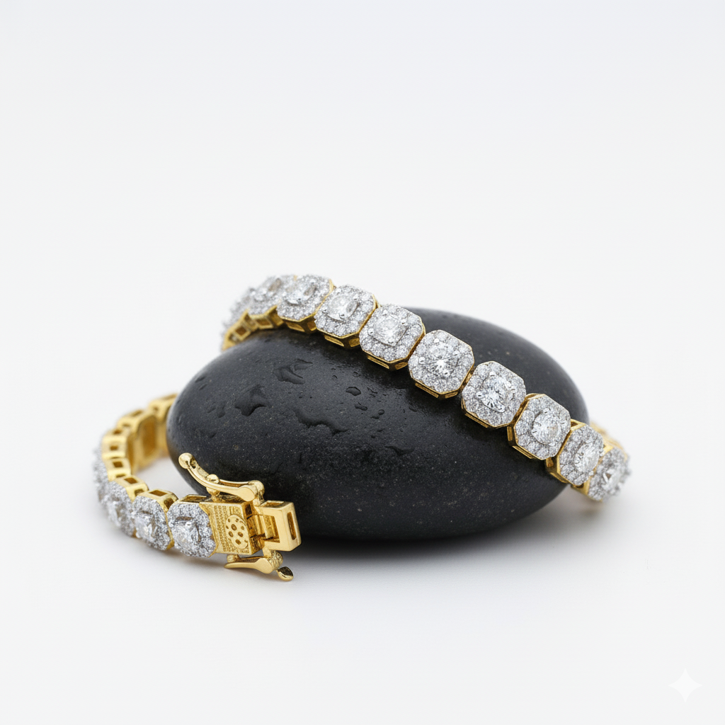The Éternité Diamond Line Bracelet - Full Pavé Lab Diamonds in Solid 18K Gold