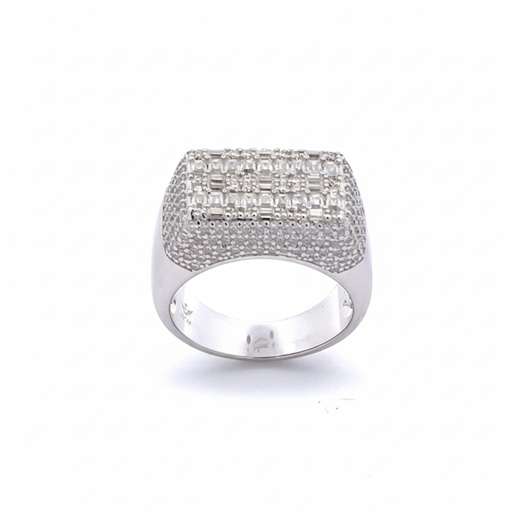 The SERENZO 'Ice Master' Ring - Full Pavé Lab Diamonds in Platinum-Finish Silver