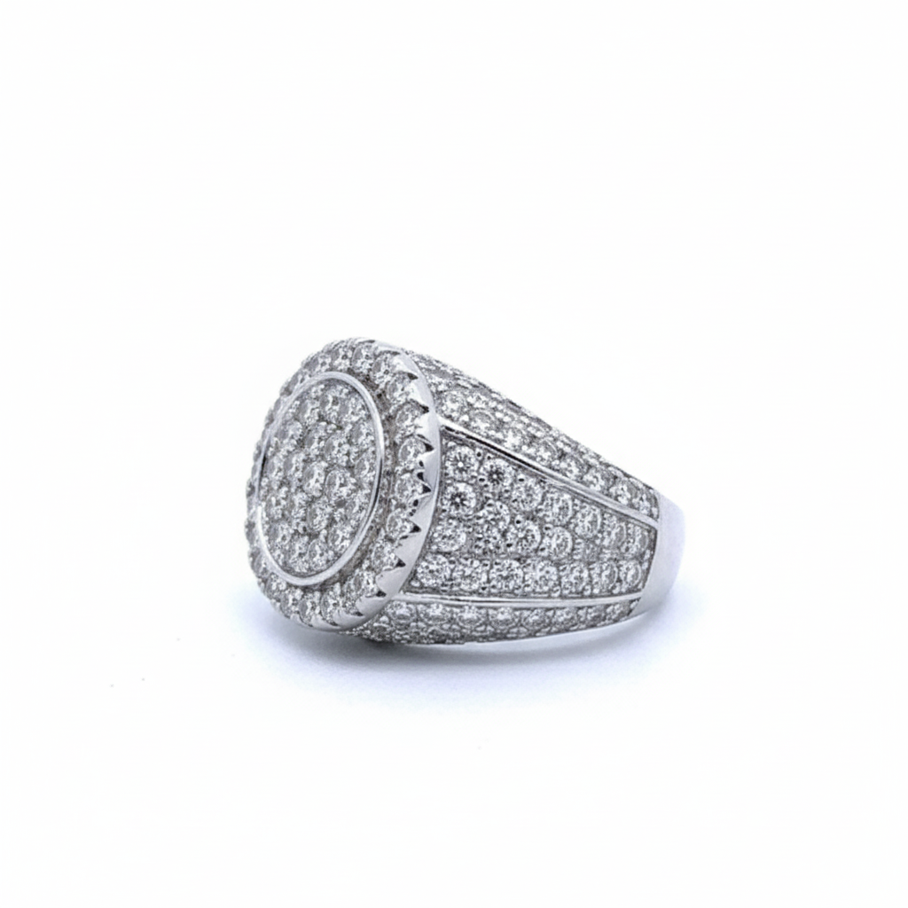The KAEL 'Ice Peak' Ring - Full Pavé Lab Diamonds in Platinum-Finish Silver