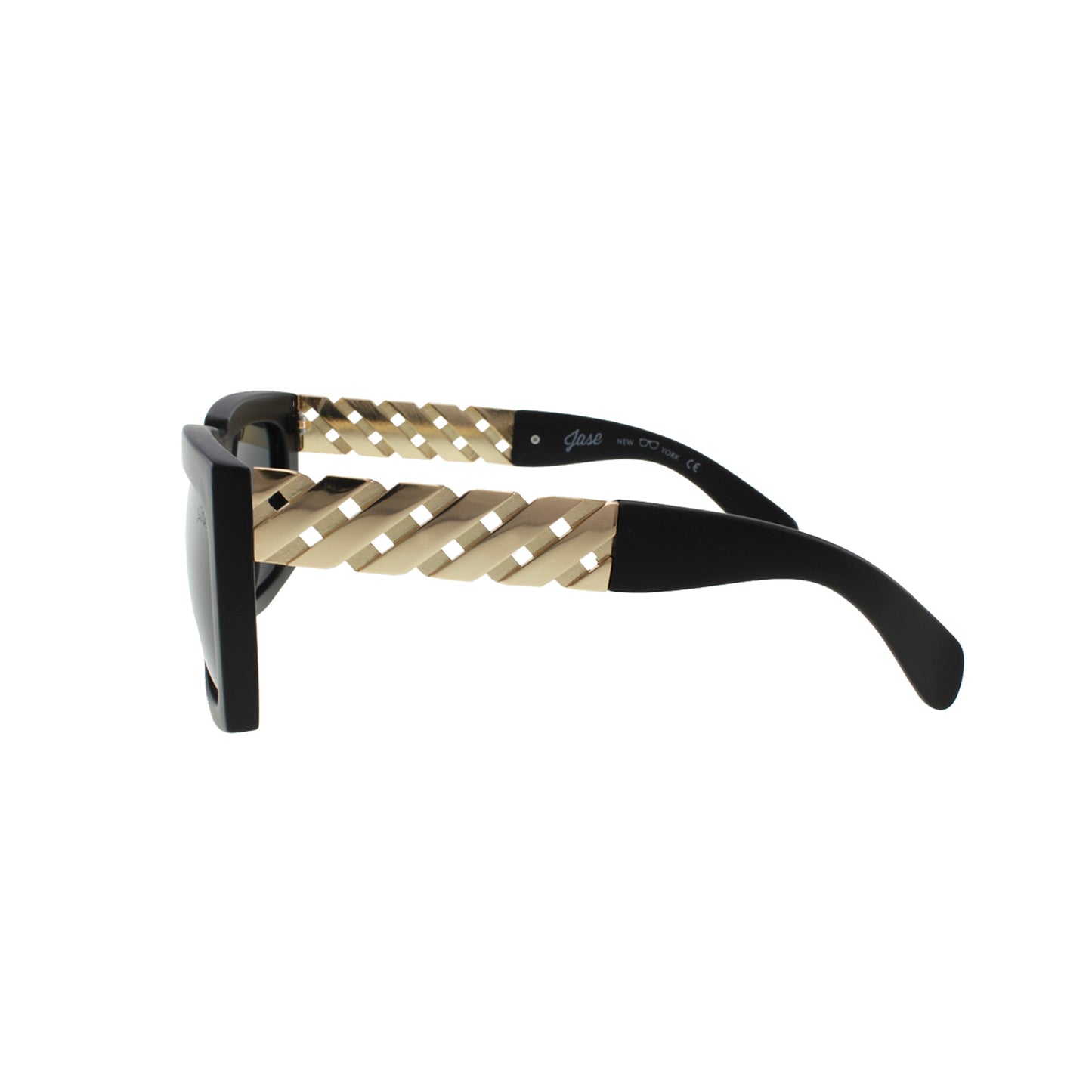 The Jase NY 'Casero' Bold Square - Matte Black Frame with Polished Gold-Tone Accents