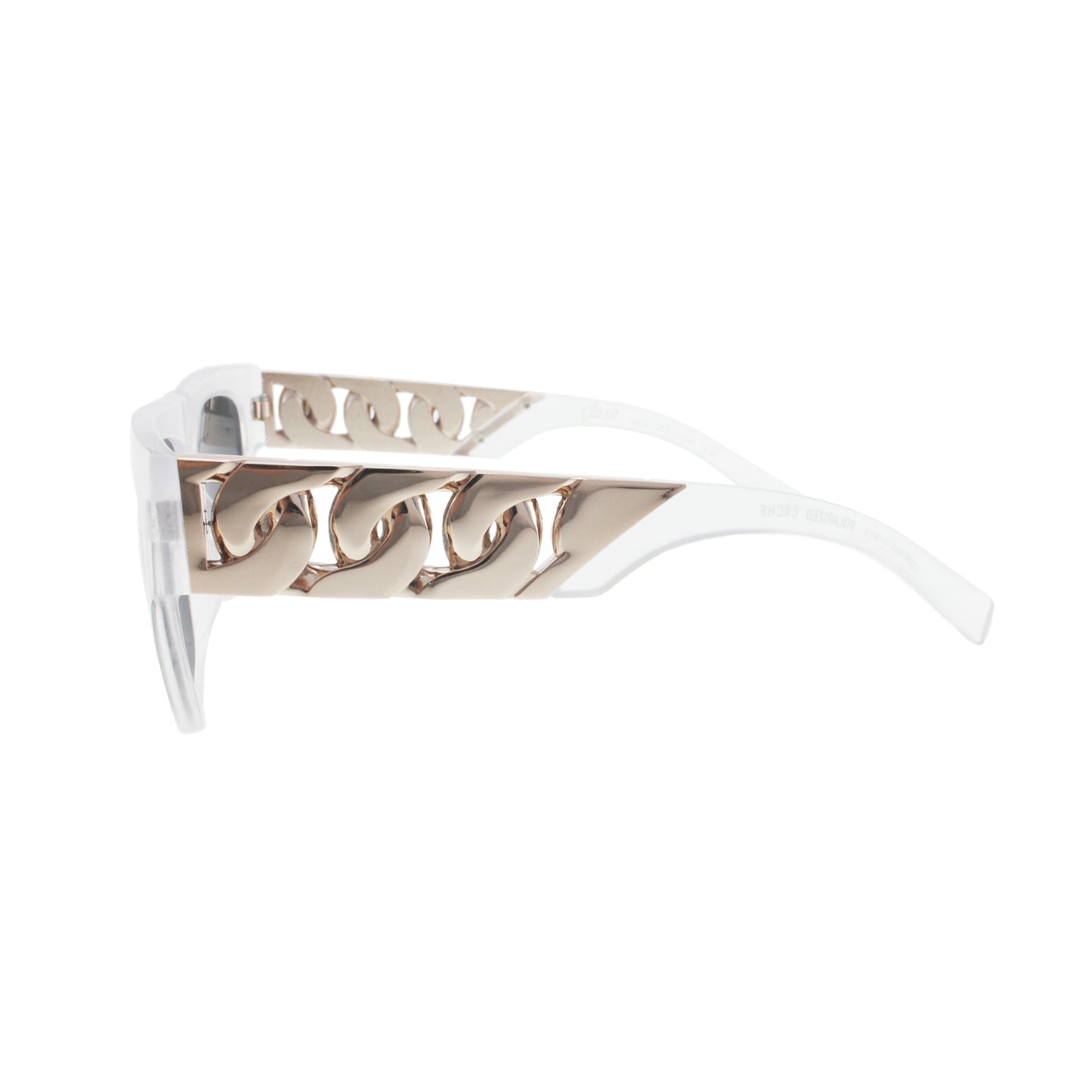 The Jase NY 'Cache' Flat-Top - Modern Frost Clear Frame with Gold Cuban Link Temples