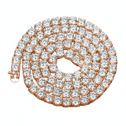 Rose gold and diamond bracelet on a white background