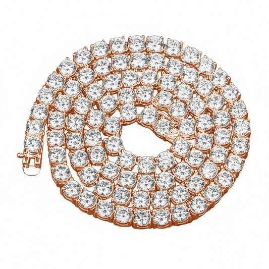 Rose gold and diamond bracelet on a white background