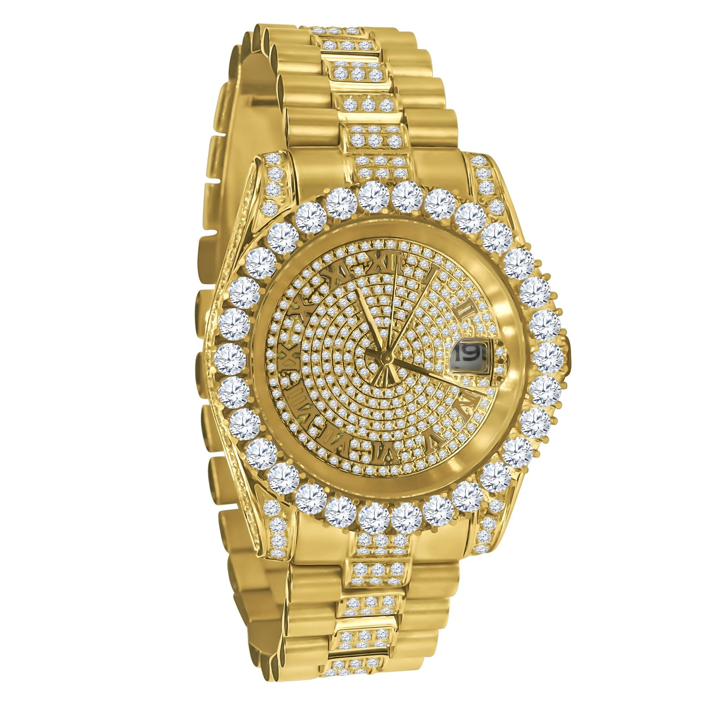 The Forte Platinum-Finish Steel Timepiece - Full Pavé with Certified Lab Diamonds