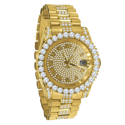 The Forte Platinum-Finish Steel Timepiece - Full Pavé with Certified Lab Diamonds