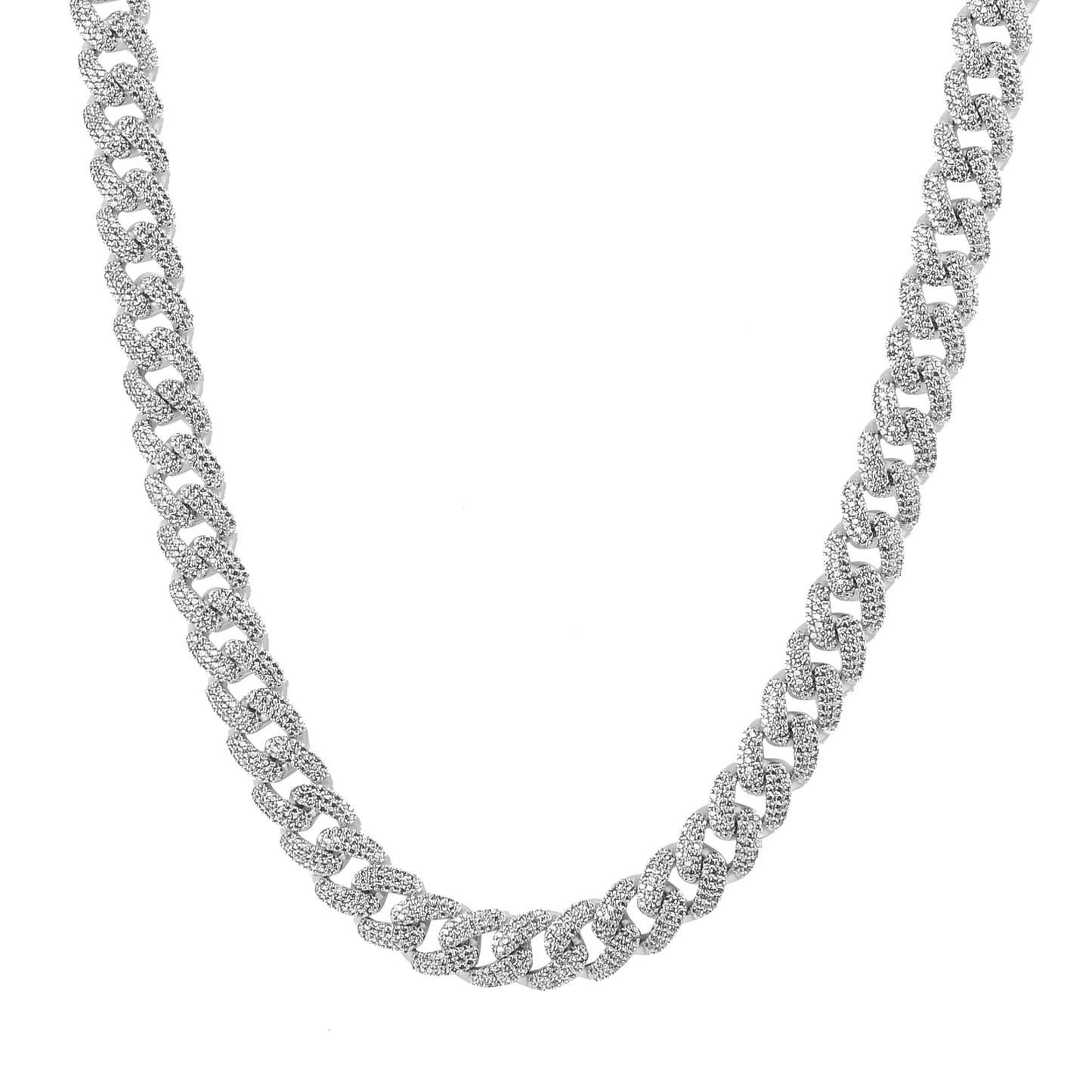 Premium 12mm Iced Out Cuban Link Chain - VVS-1 Lab Grown Diamonds In 18K White Gold