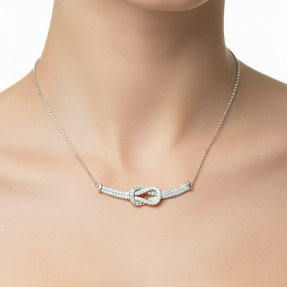 The Enduring Bond Knot Pendant - Brilliant-Cut Lab Diamonds in Platinum-Finish Silver