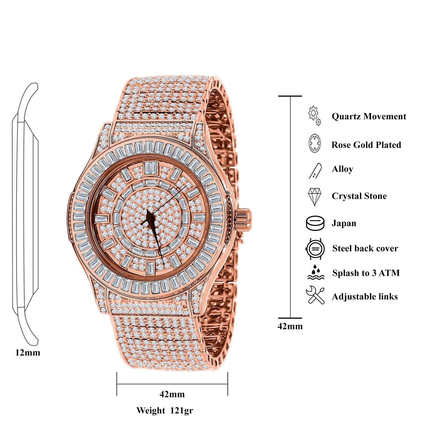 Marquis 5110 Rose Gold Watch With Lab Grown Diamonds