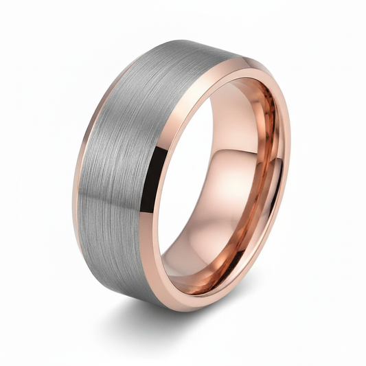 The RICERCATO Exquisite Band - 18K Rose Gold Inlay in Platinum-Finish Tungsten