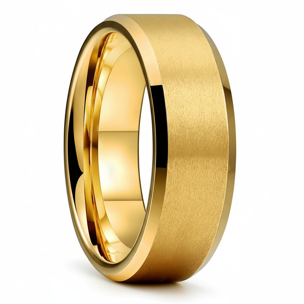 The RICERCATO Exquisite Band - Solid 18K Yellow Gold Inlay in Mirror-Finish Tungsten