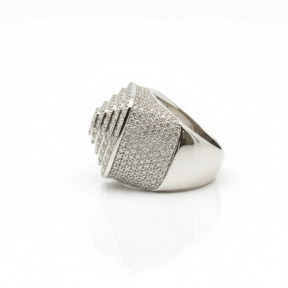 The SOLARE 'Sunburst Pavé' Ring - Full-Cut Lab Diamonds in Platinum-Finish Silver