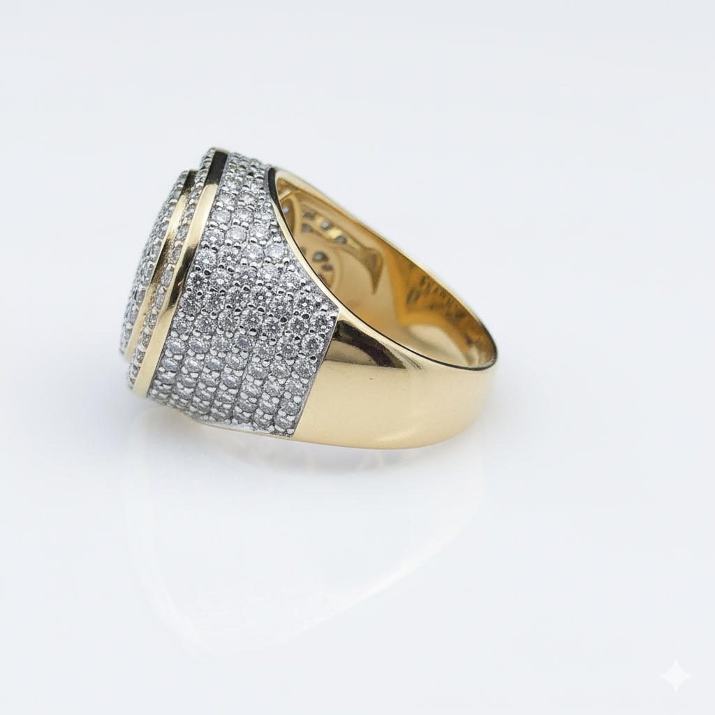 The VELOCE 'Aura' Ring - Full Pavé Lab Diamonds in Solid 18K Yellow Gold