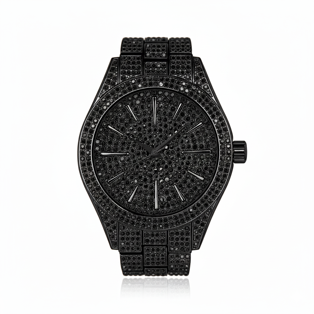 The PANTHEON Ice Master Timepiece - Full Pavé with Midnight Black Lab Diamonds