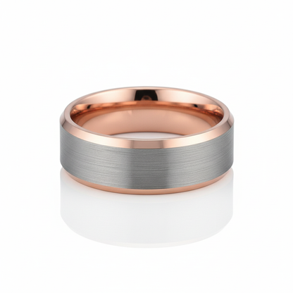 The RICERCATO Exquisite Band - 18K Rose Gold Inlay in Platinum-Finish Tungsten