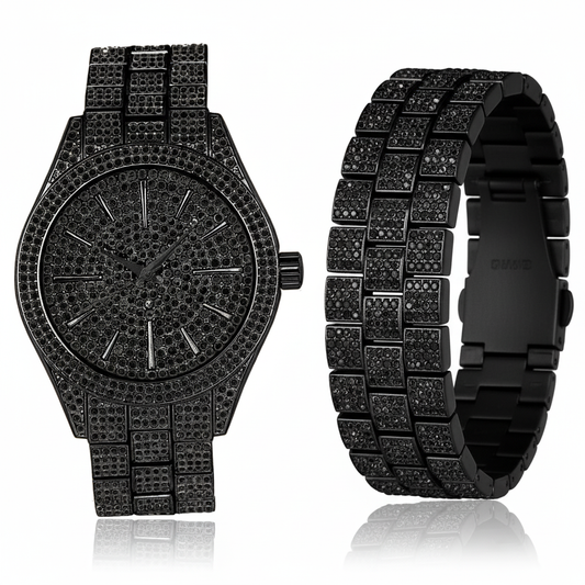 The PANTHEON Ice Master Timepiece - Full Pavé with Midnight Black Lab Diamonds