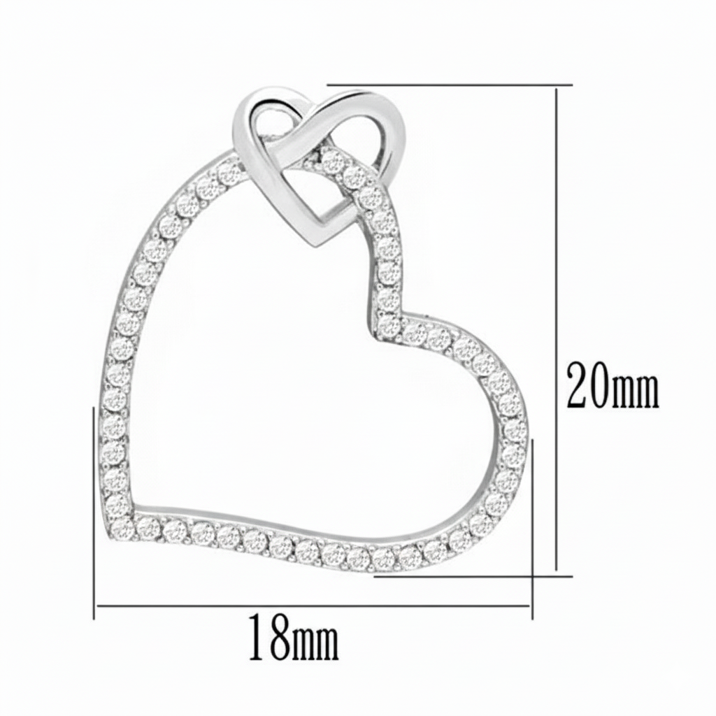 Platinum-Plated Sterling Silver Double Heart Necklace with Certified Lab Diamonds