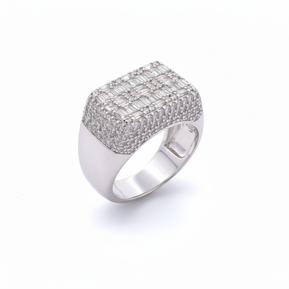 The SERENZO 'Ice Master' Ring - Full Pavé Lab Diamonds in Platinum-Finish Silver