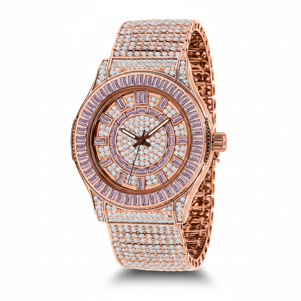 Aurora Rose Gold Diamond Watch - Embellished with Pink Lab-Grown Diamonds