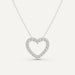 Heart-shaped diamond necklace on a white background