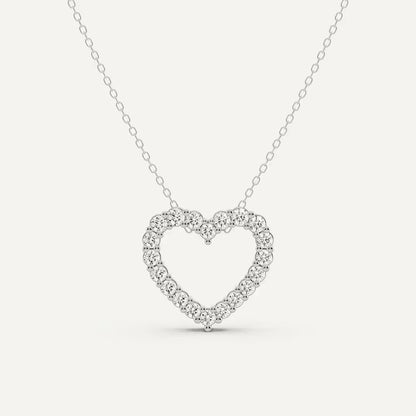 Heart-shaped diamond necklace on a white background