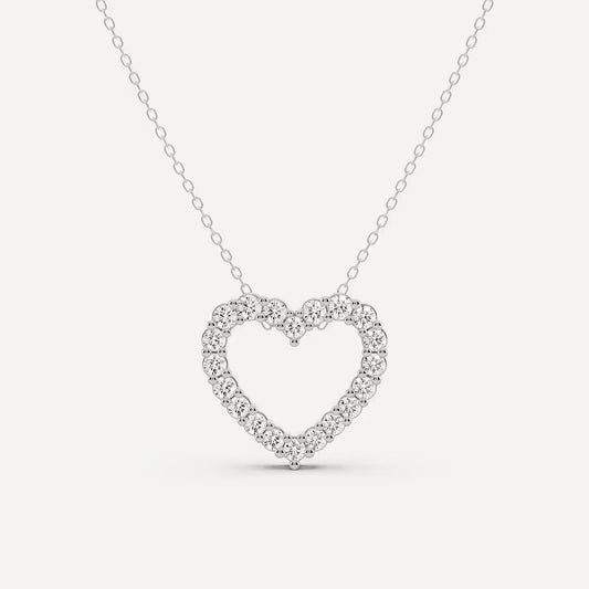 Heart-shaped diamond necklace on a white background