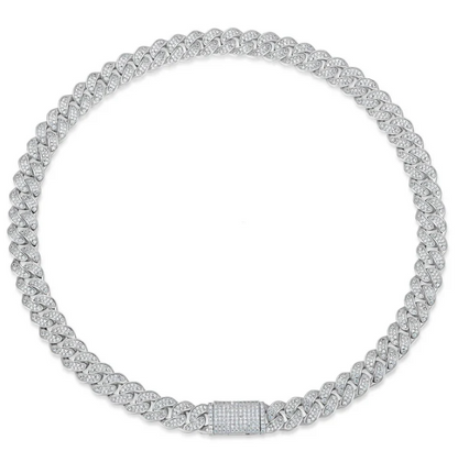 Premium 12mm Iced Out Cuban Link Chain - VVS-1 Lab Grown Diamonds In 18K White Gold