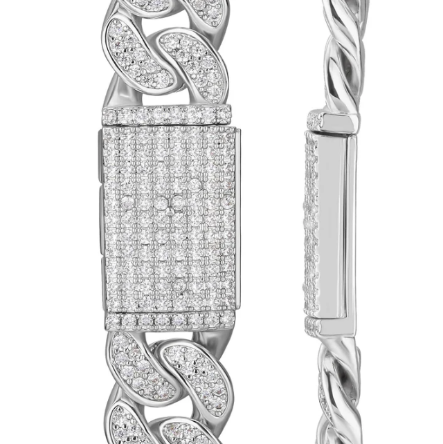Premium 12mm Iced Out Cuban Link Chain - VVS-1 Lab Grown Diamonds In 18K White Gold