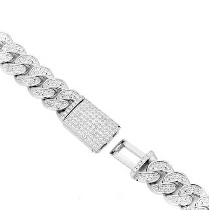 Premium 12mm Iced Out Cuban Link Chain - VVS-1 Lab Grown Diamonds In 18K White Gold