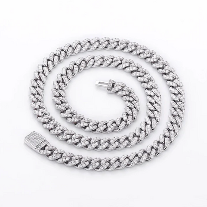 Premium 12mm Iced Out Cuban Link Chain - VVS-1 Lab Grown Diamonds In 18K White Gold