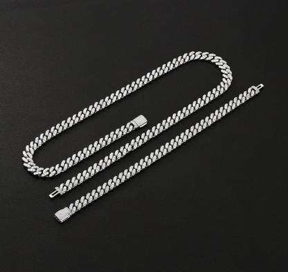 Premium 12mm Iced Out Cuban Link Chain - VVS-1 Lab Grown Diamonds In 18K White Gold