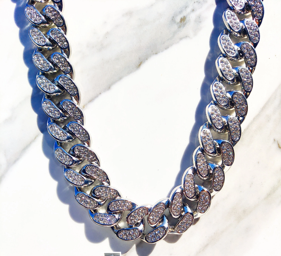 Premium 12mm Iced Out Cuban Link Chain - VVS-1 Lab Grown Diamonds In 18K White Gold