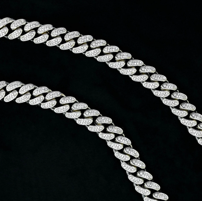 Premium 12mm Iced Out Cuban Link Chain - VVS-1 Lab Grown Diamonds In 18K White Gold