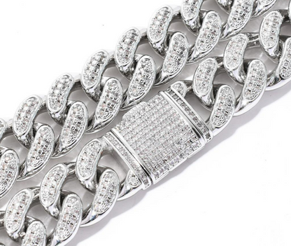 Premium 12mm Iced Out Cuban Link Chain - VVS-1 Lab Grown Diamonds In 18K White Gold