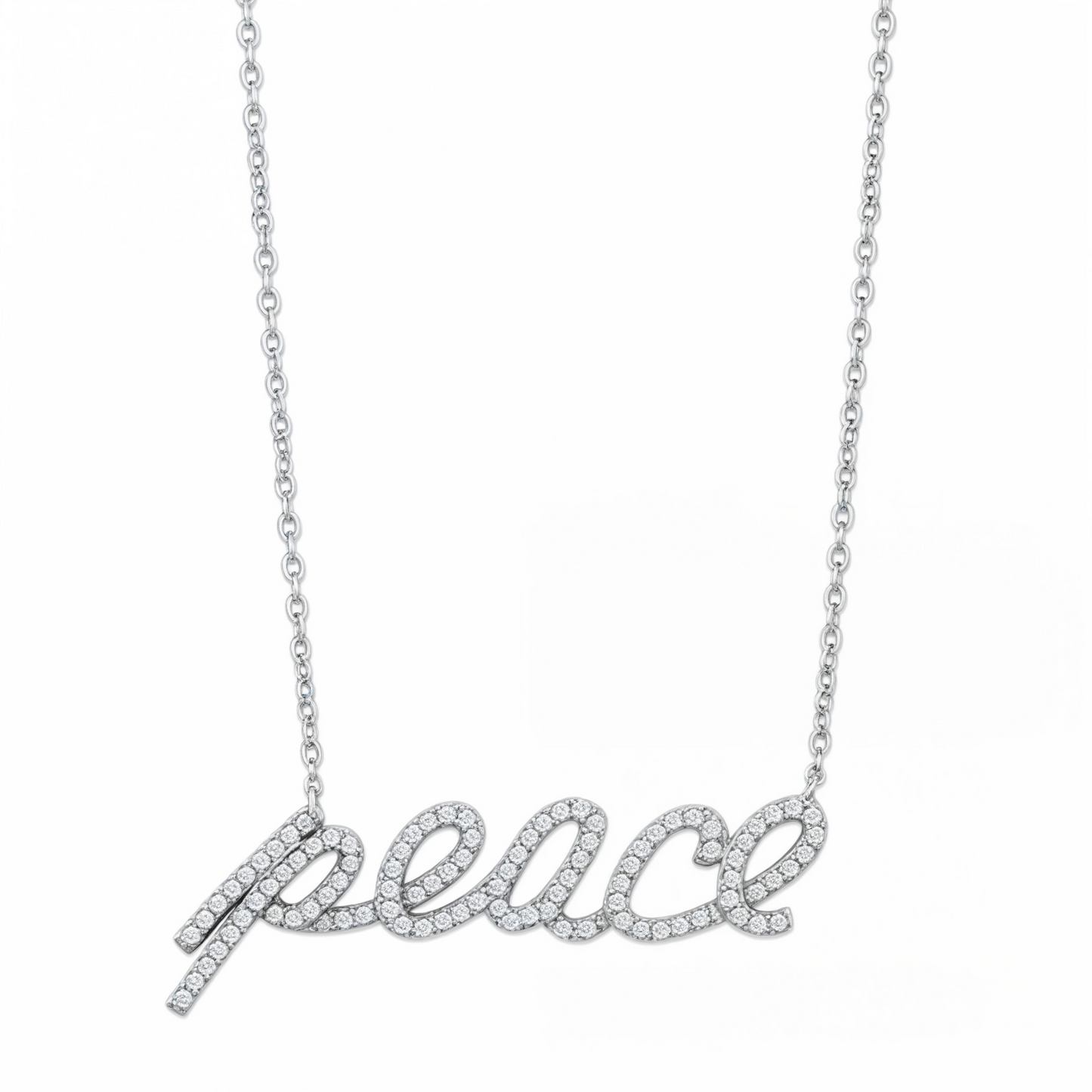 Platinum-Plated Sterling Silver Peace Pendant - Certified Lab Diamonds