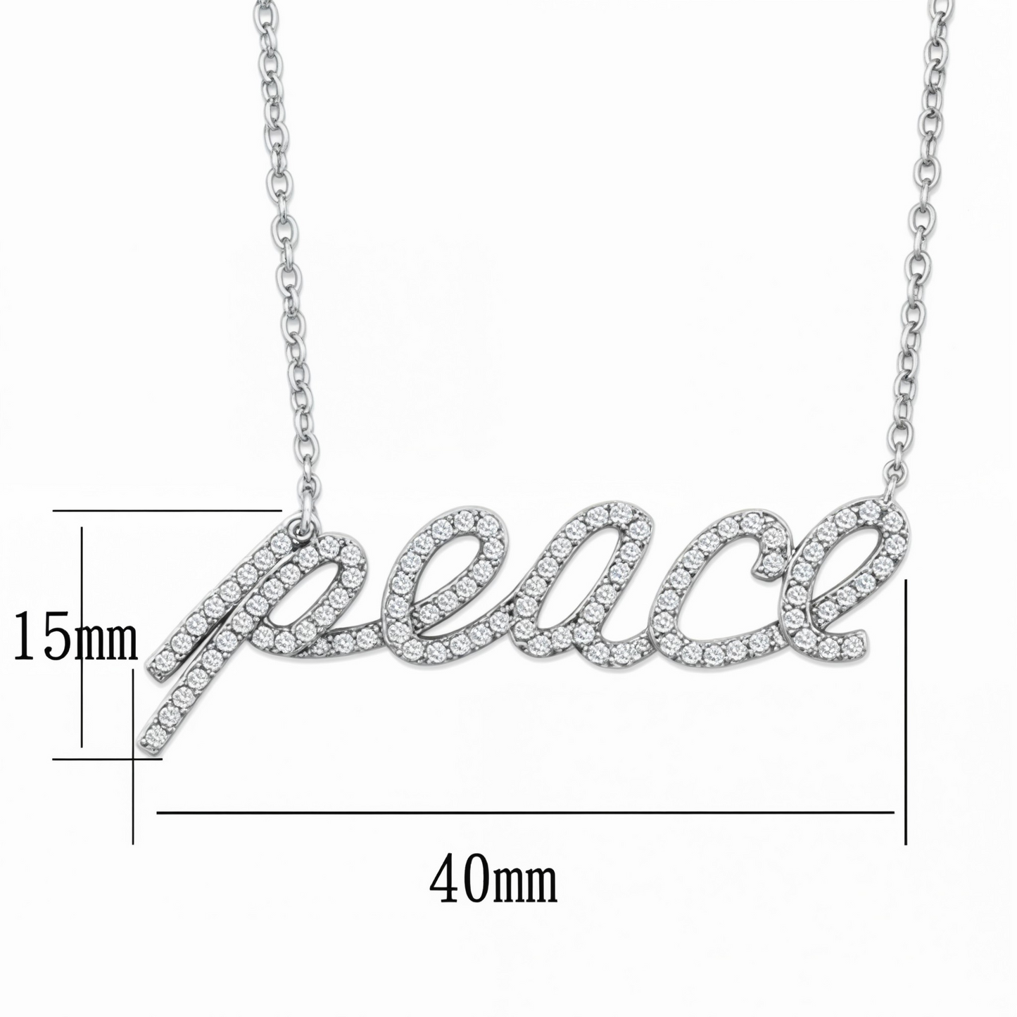 Platinum-Plated Sterling Silver Peace Pendant - Certified Lab Diamonds