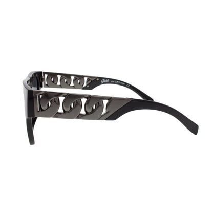 The Jase NY 'Cache' Flat-Top - Matte Black Frame with Gunmetal Cuban Link Temples