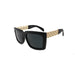 The Jase NY 'Casero' Bold Square - Matte Black Frame with Polished Gold-Tone Accents