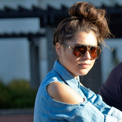 The Jase NY 'Rivers' Aviator - Classic Slim-Frame Sunglasses in Rich Havana Tortoise