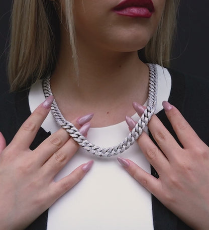 Premium 12mm Iced Out Cuban Link Chain - VVS-1 Lab Grown Diamonds In 18K White Gold