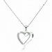 Silver heart-shaped pendant necklace on a white background
